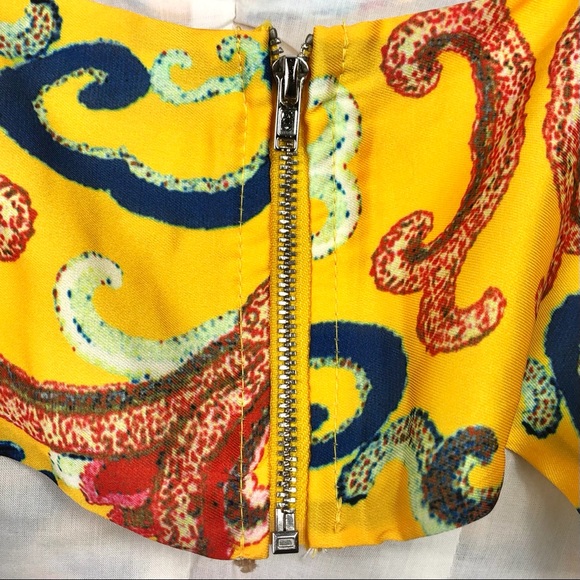 L’ATISTE By Amy Yellow Satin Crop Top Zip Back | S - Picture 7 of 11